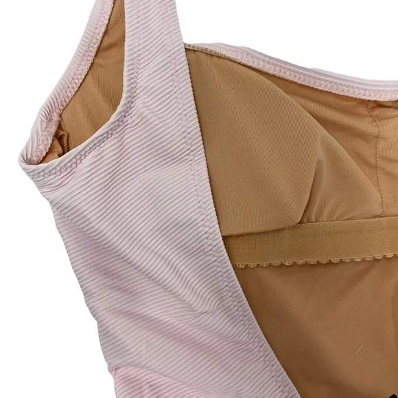 J. Crew Ribbed Squareneck One-piece Swimsuit in Pale Blossom NWT
